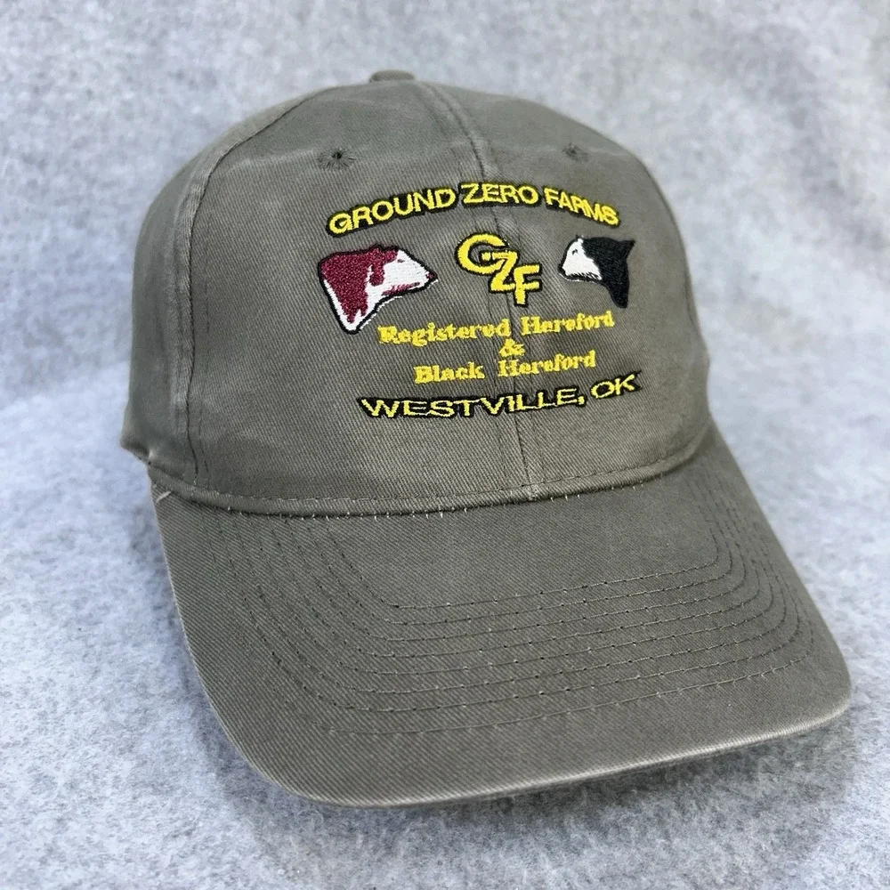 Ground Zero Farms Mens Olive Outdoor Cap Registered Hereford Farm Hat OSFM